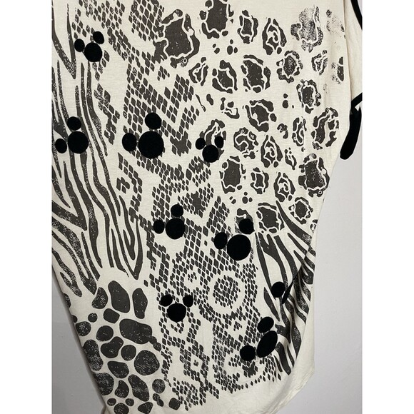 Disney Parks Women's Small Cream Animal Print Cold Shoulder Short Sleeve Top NWT - Picture 5 of 7
